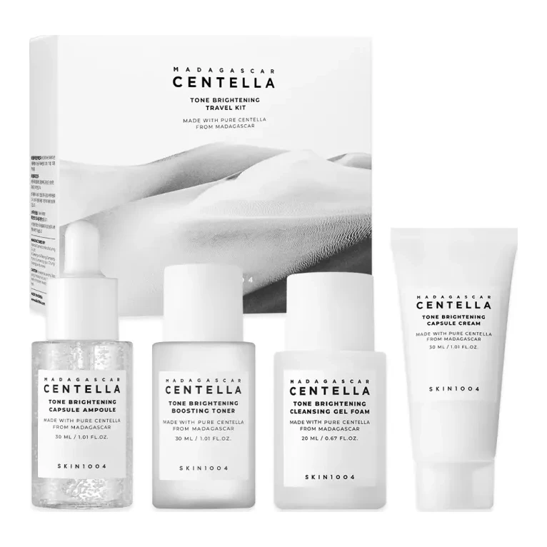 SKIN1004 Дорожній набір для вирівнювання тону SKIN1004 Madagascar Centella Tone Brightening Travel Kit (20ml+30ml+30ml+30ml) 20ml+30ml+30ml+30ml