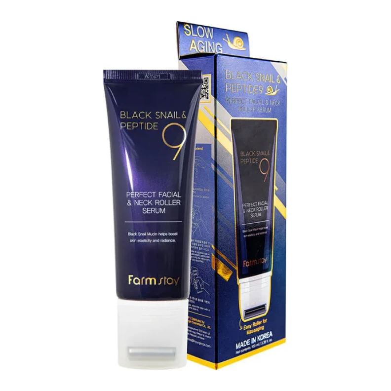 FarmStay BLACK SNAIL & PEPTIDE9 PERFECT FACIAL & NECK ROLLER SERUM 100 мл