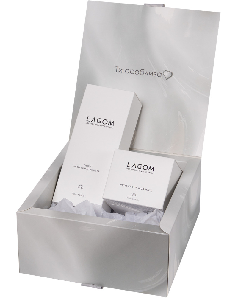 LAGOM "Все буде добре" ( Cellup PH Cure Foam Cleanser 120ml + White Kaolin Mud Mask 110ml) 120ml / 110ml