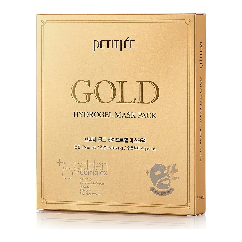 Petitfee Гідрогелева маска для обличчя з золотим комплексом +5 Petitfee Gold Hydrogel Mask Pack +5 golden complex - 5 шт