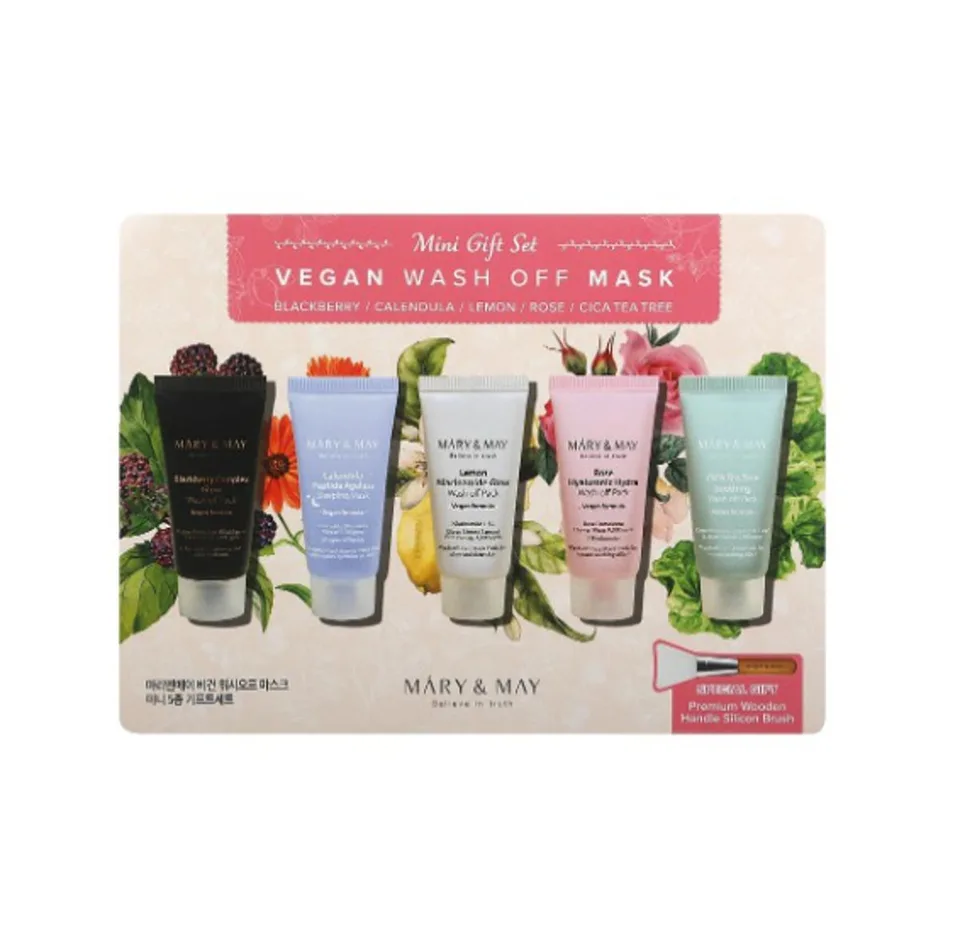 Mary&May Vegan Wash off MasK Mini Gift Set (5шт*30г + щіточка) 30 г