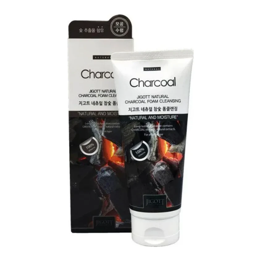 Jigott NATURAL CHARCOAL FOAM CLEANSING 180 мл