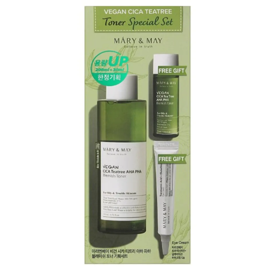 Mary&May Mary & May Vegan CICA Teatree Toner Special Set (toner / 30 ml + toner / 200 ml + eye / cr / 12 g) 30 мл