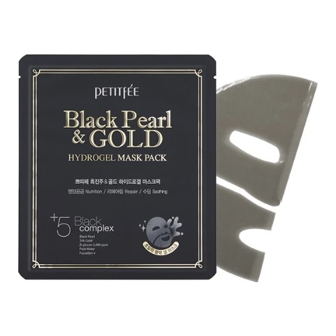 Petitfee Гідрогелева маска з золотом і чорними перлами Petitfee Black Pearl & Gold Hydrogel Mask Pack - 1 шт