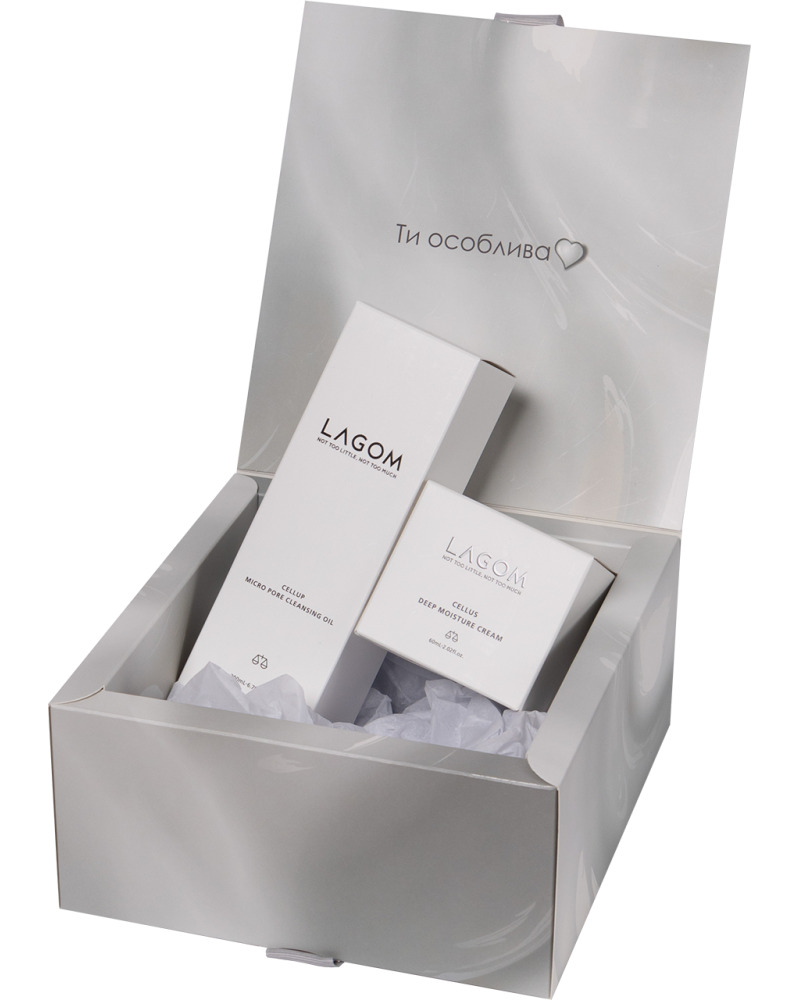 LAGOM "Стефанія" ( Cellup Micro Pore Cleansing Oil 200ml + Cellus Deep Moisture Cream 60ml ) 200ml / 60ml