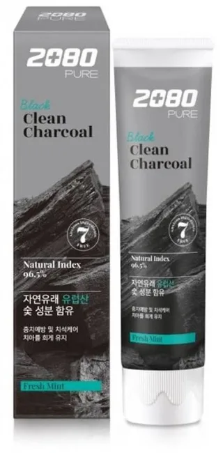 2080 Зубна Паста З Деревним Вугіллям Aekyung 2080 Black Clean Charcoal Toothpaste 120мл (чорна упаковка)