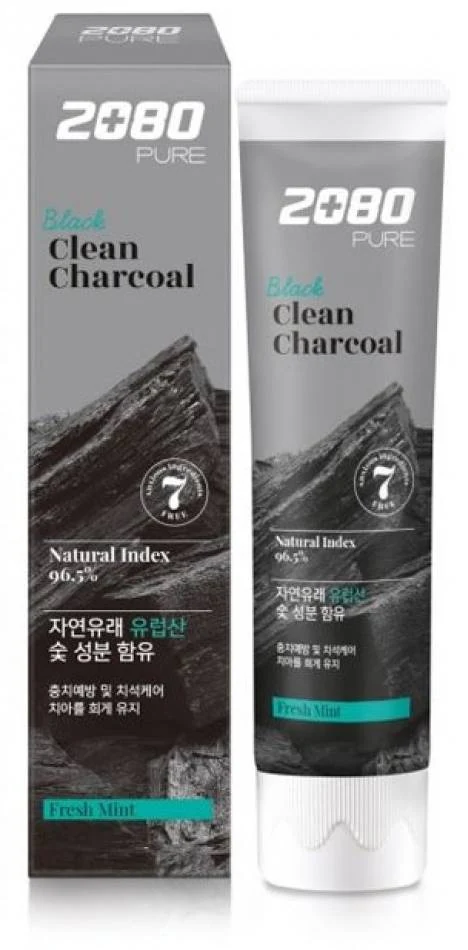 2080 Зубна Паста З Деревним Вугіллям Aekyung 2080 Black Clean Charcoal Toothpaste 120мл (чорна упаковка) 120 мл