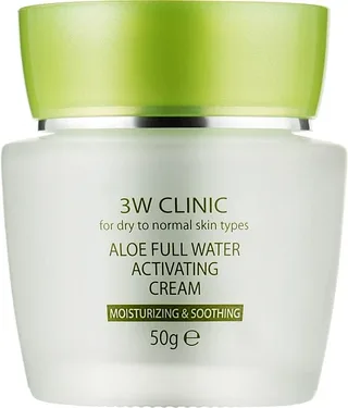 3W CLINIC Крем для обличчя зволожуючий Алое вера Aloe Full Water Activating Cream, 50 мл