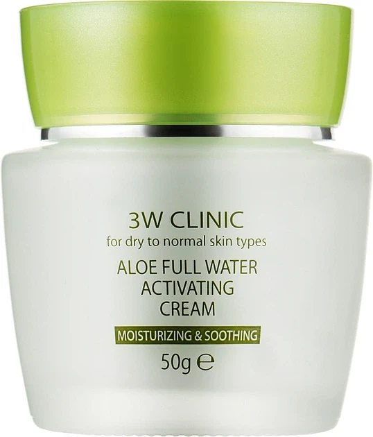 3W CLINIC Крем для обличчя зволожуючий Алое вера Aloe Full Water Activating Cream, 50 мл