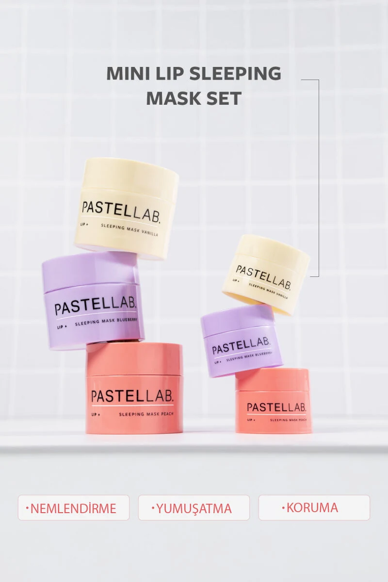 PASTEL Набір нічних масок для губ PASTELLAB  ПЕРСИК, ВАНІЛЬ, ЧОРНИЦЯ, 3х3,5 г_РОЗПРОДАЖ!