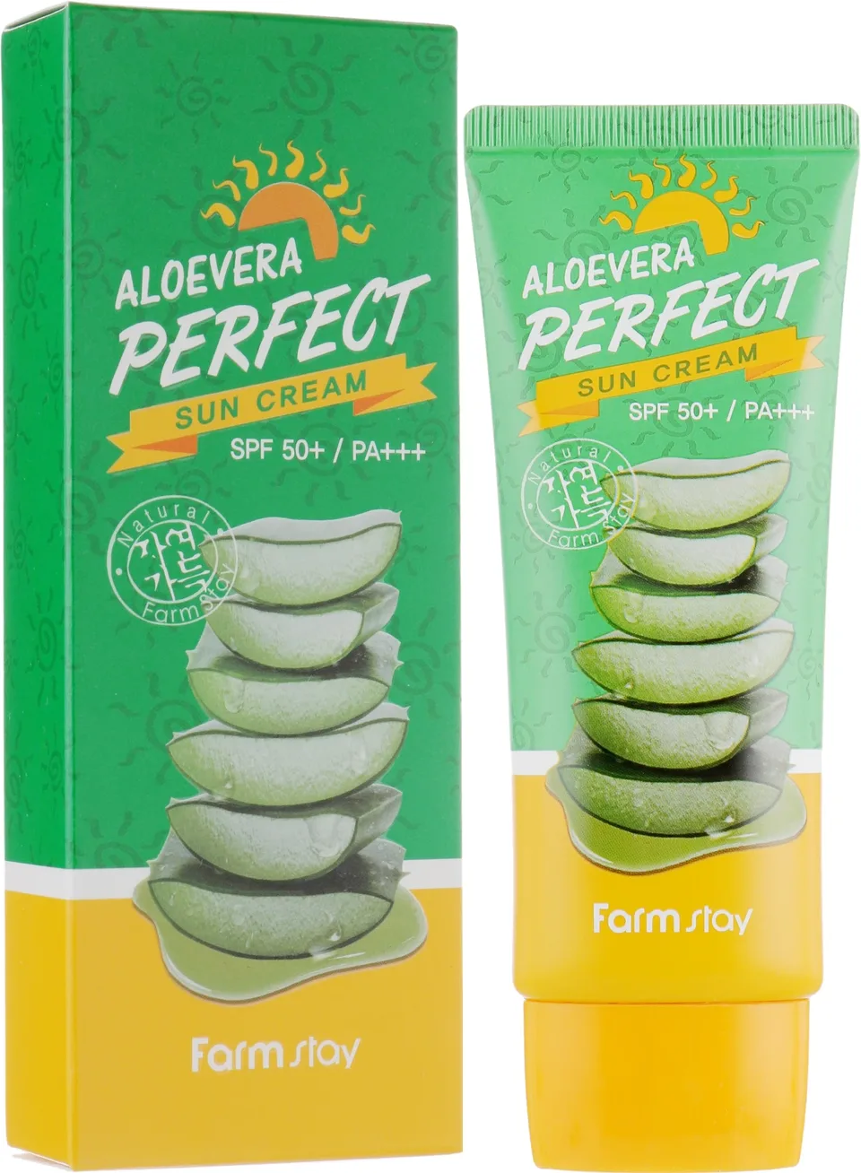 FarmStay Сонцезахисний крем, що зволожує з екстрактом алое FarmStay Aloevera Perfect Sun Cream SPF 50+/PA+++