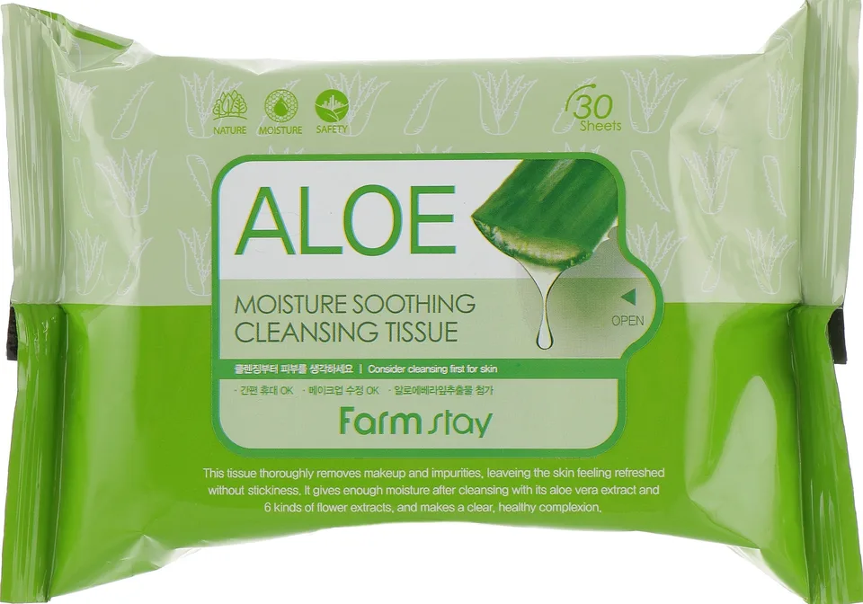 FarmStay Aloe Moisture Soothing Cleansing Tissue 30шт
