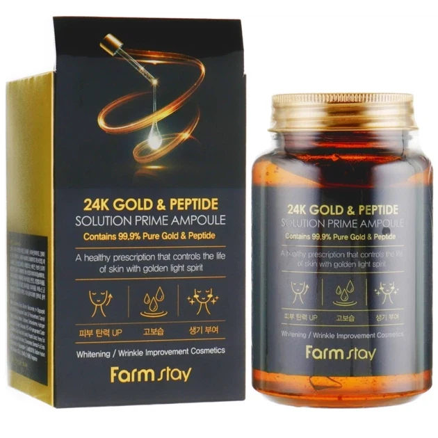 FarmStay 24K Gold & Peptide Solution Prime Ampoule 250 мл