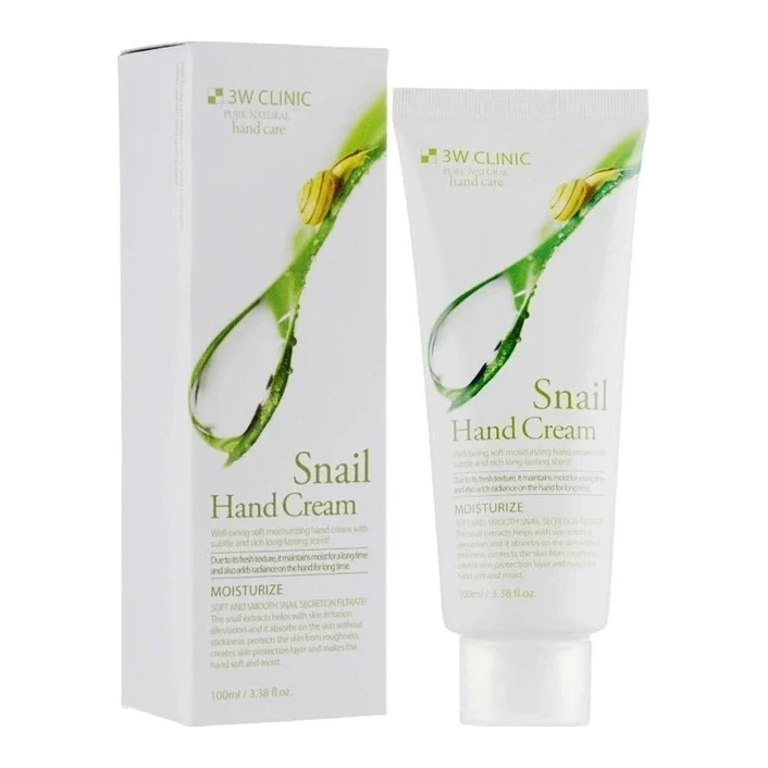 3W CLINIC Крем для рук зволожуючий з муцином равлика Snail Hand Cream, 100 мл