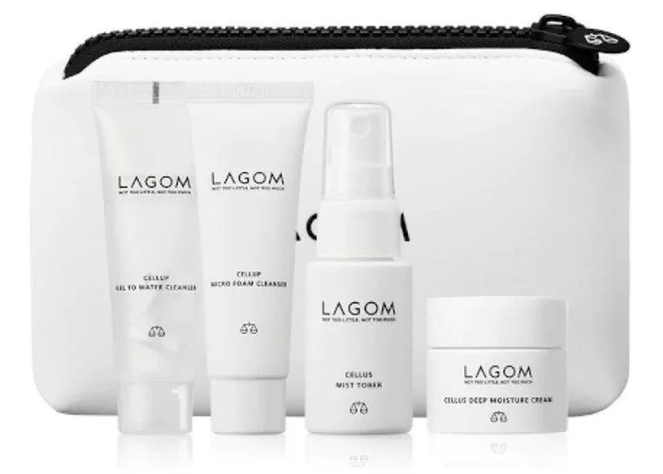 LAGOM Travel Kit (гель, пінка, тонер, крем+ неопренова косметичка) 4шт*30мл 30 мл