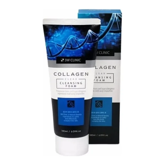 3W CLINIC COLLAGEN CLEAR CLEANSING FOAM 180 мл