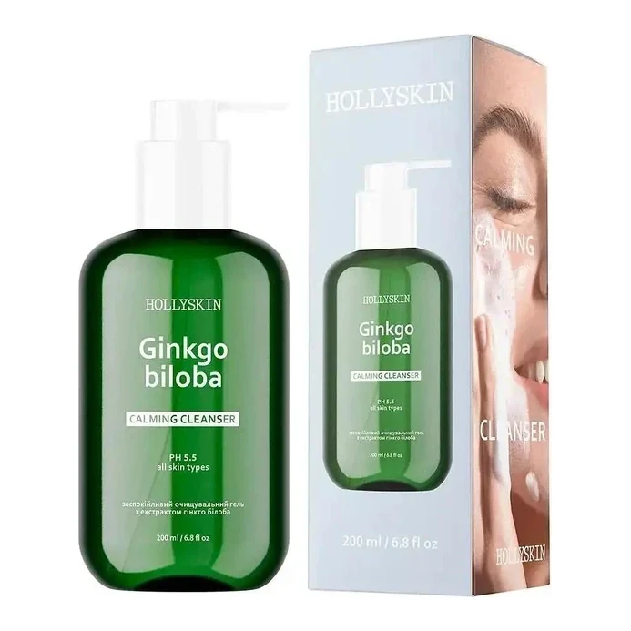 Hollyskin Заспокійливий очищувальний гель з ектрактом гінкго білоба Hollyskin Ginkgo Biloba Calming Cleanser,2