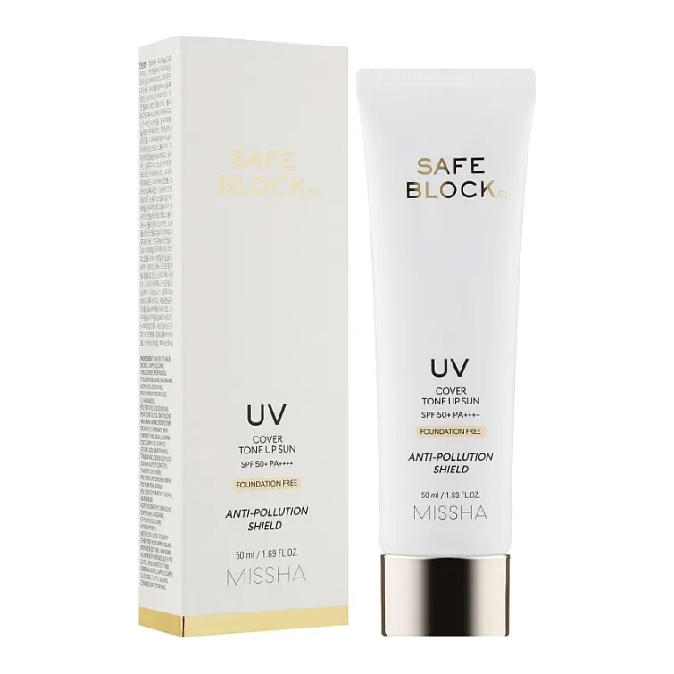 Missha SAFE BLOCK RX COVER TONE UP SUN SPF50+PA++++ FOUNDATION FREE 50 мл
