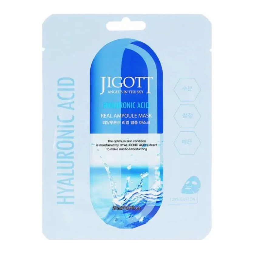 Jigott HYALURONIC ACID REAL AMPOULE MASK 27 мл