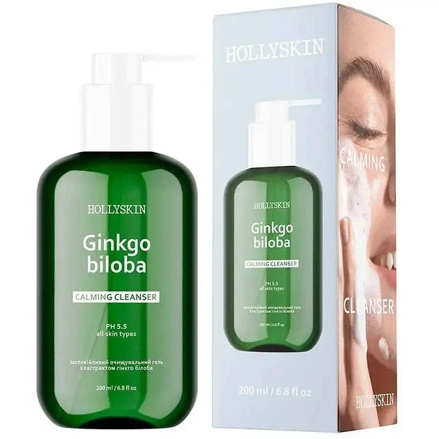 Hollyskin Заспокійливий очищувальний гель з ектрактом гінкго білоба Hollyskin Ginkgo Biloba Calming Cleanser,2