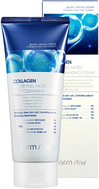 FarmStay Зволожуюча пінка для дбайливого очищення обличчя з колагеном FarmStay Collagen Water Full Moist Deep