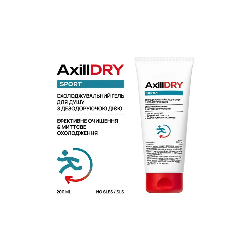 AxillDRY Охолоджувальний гель для душу з дезодоруючою дією Sport
