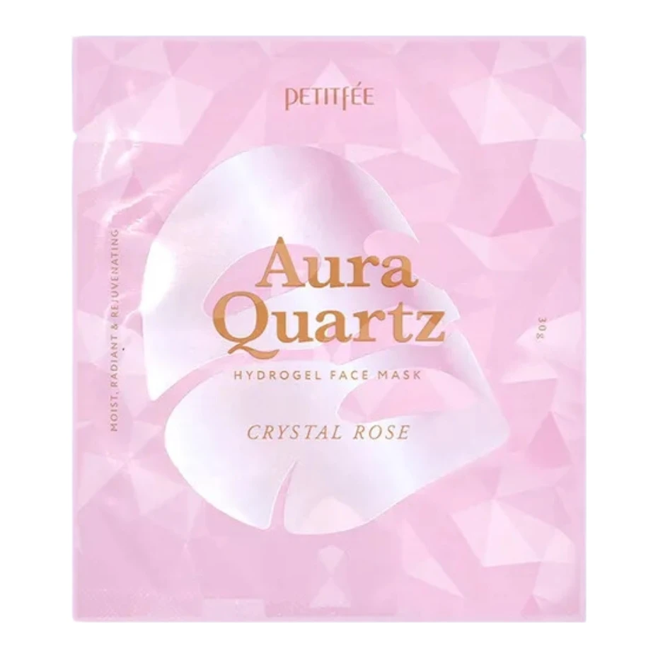 Petitfee Гідрогелева маска для обличчя з екстрактом перлів та трояндою Petitfee Aura Quartz Hydrogel Face Mask Crystal Rose 30 г
