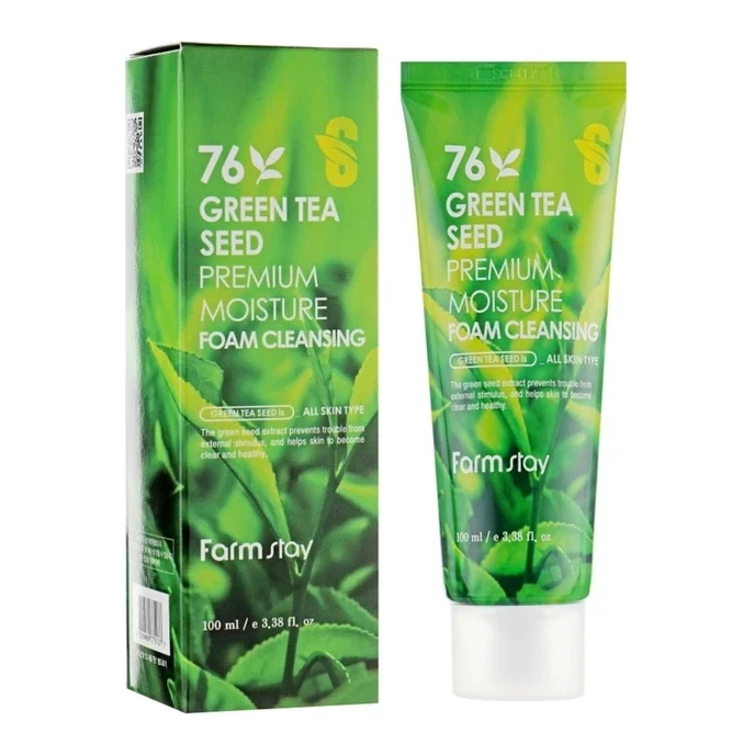 FarmStay Очищуюча пінка для вмивання з екстрактом зеленого чаю FarmStay 76 Green Tea Seed Premium Moisture Fo